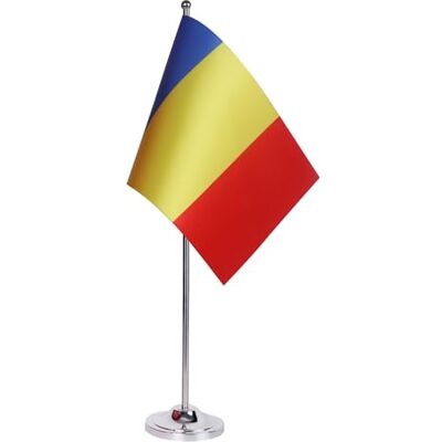 AZ FLAG Bandiera da Tavolo Romania 22x15 cm Rumena Raso Base Metallo Uso interno bandiera da tavolo finitura cucita e bordi rinforzati con asta e base metallica AZ FLAG Bandiera da Tavolo Romania 22x15 cm Rumena Raso Base Metallo Uso interno bandiera da tavolo finitura cucita e bordi rinforzati con asta e base metallica