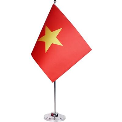 AZ FLAG Bandiera da Tavolo Vietnam 22x15 cm Vietnamita Raso Base Metallo Uso interno bandiera da tavolo finitura cucita e bordi rinforzati con asta e base metallica AZ FLAG Bandiera da Tavolo Vietnam 22x15 cm Vietnamita Raso Base Metallo Uso interno bandiera da tavolo finitura cucita e bordi rinforzati con asta e base metallica