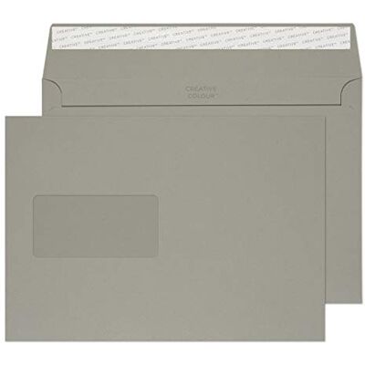 Blake Colour 162 x 229 mm 120 g/m2 Portafoglio Stacca e sigilla () Grigio tempesta, Confezione da 500 Blake Colour 162 x 229 mm 120 g/m2 Portafoglio Stacca e sigilla () Grigio tempesta, Confezione da 500