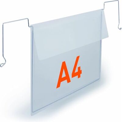 Durable Buste in PP con filo metallico integrato e aletta A4 orizzontale, porta etichetta trasparente, 50 pezzi, Durable Buste in PP con filo metallico integrato e aletta A4 orizzontale, porta etichetta trasparente, 50 pezzi,