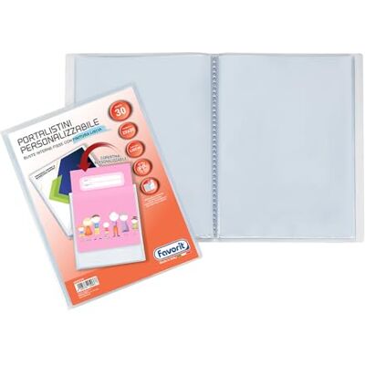 Favorit , Portalistini Personalizzabile, 30 Buste Lisce, Tasca Frontale, 22 x 30cm, Trasparente Favorit , Portalistini Personalizzabile, 30 Buste Lisce, Tasca Frontale, 22 x 30cm, Trasparente