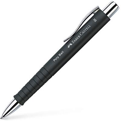 Faber-Castell Penna a sfera Poly Ball Nero, 1 pezzo Ricarica XB sostituibile, a prova di documento, forma triangolare ergonomica per una scrittura confortevole Faber-Castell Penna a sfera Poly Ball Nero, 1 pezzo Ricarica XB sostituibile, a prova di documento, forma triangolare ergonomica per una scrittura confortevole