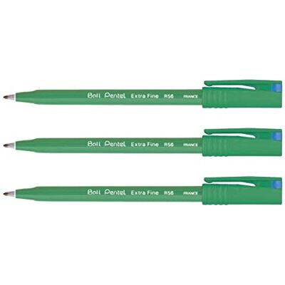 Pentel Penna a sfera con inchiostro Ball R56 Pte fine, confezione da 3, colore: Blu Pentel Penna a sfera con inchiostro Ball R56 Pte fine, confezione da 3, colore: Blu