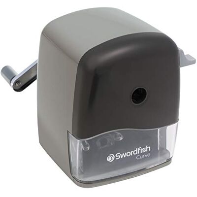 Swordfish 'Curve' Desktop Manual Pencil Sharpener 8-12mm ref 40103 Swordfish 'Curve' Desktop Manual Pencil Sharpener 8-12mm ref 40103