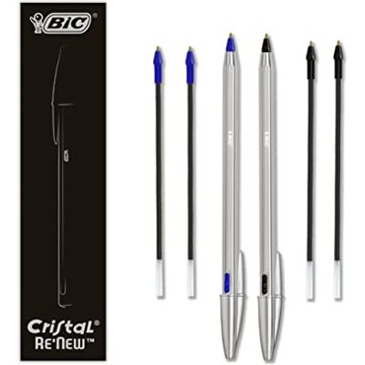 BIC Cristal Re'New Gift Box, Penna a Sfera Ricaricabile in Metallo, Colore Blu e Nero, 2 Penne + 4 Ricariche, Penne da Regalo, Scuola e Ufficio BIC Cristal Re'New Gift Box, Penna a Sfera Ricaricabile in Metallo, Colore Blu e Nero, 2 Penne + 4 Ricariche, Penne da Regalo, Scuola e Ufficio