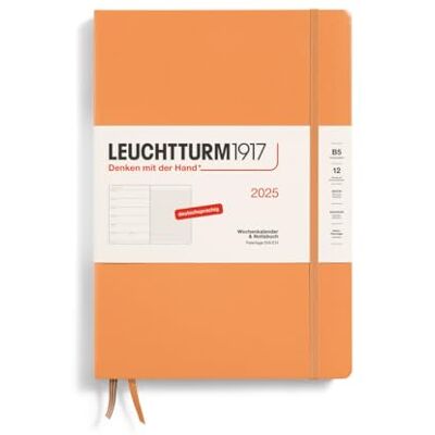 LEUCHTTURM1917 Agenda settimanale e taccuino 2025, Composition B5, copertina rigida, 12 mesi, 80 g, a righe, albicocca LEUCHTTURM1917 Agenda settimanale e taccuino 2025, Composition B5, copertina rigida, 12 mesi, 80 g, a righe, albicocca
