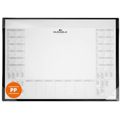 Durable Sottomano in polipropilene (PP) con calendario 600x430 mm, con blocco calendario da 25 fogli, nero, Durable Sottomano in polipropilene (PP) con calendario 600x430 mm, con blocco calendario da 25 fogli, nero,