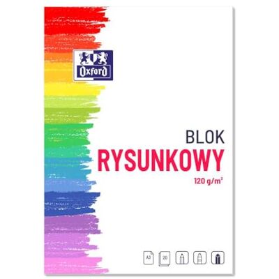 Oxford Blocco da disegno, formato A3, 20 fogli, 120 g/m², colore: Bianco Oxford Blocco da disegno, formato A3, 20 fogli, 120 g/m², colore: Bianco