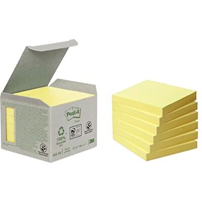 Post-It Foglietti in carta riciclata al 100% Canary Yellow, Confezione da 6 blocchetti, 100 Fogli per blocco, 76 mm x 76 mm, Colore Giallo Foglietti Adesivi in Carta Riciclata al 100% Post-It Foglietti in carta riciclata al 100% Canary Yellow, Confezione da 6 blocchetti, 100 Fogli per blocco, 76 mm x 76 mm, Colore Giallo Foglietti Adesivi in Carta Riciclata al 100%