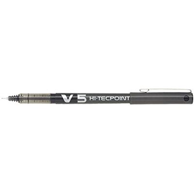 PILOT Hi-Tecpoint V5 Set di 6 penne roller a inchiostro liquido Pte sottile, colore: Nero PILOT Hi-Tecpoint V5 Set di 6 penne roller a inchiostro liquido Pte sottile, colore: Nero