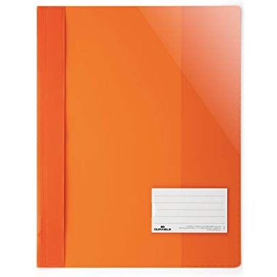 Durable Clear View Cartellina per Documenti Perforati f.to A4, Pressino Ferma Fogli ad Aghi, Arancione, Confezione da 25 Pezzi Durable Clear View Cartellina per Documenti Perforati f.to A4, Pressino Ferma Fogli ad Aghi, Arancione, Confezione da 25 Pezzi