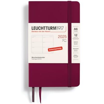 LEUCHTTURM1917 Agenda settimanale 2025, Pocket A6, copertina morbida – Agenda da 12 mesi, 80 g, a righe – Port Red LEUCHTTURM1917 Agenda settimanale 2025, Pocket A6, copertina morbida – Agenda da 12 mesi, 80 g, a righe – Port Red