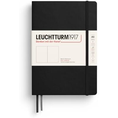 LEUCHTTURM1917 Taccuino Medium (A5), Copertina rigida, Liscio, Nero 251 pagine numerate, cucito a filo, senza acidi, carta da 80 g/m², indice LEUCHTTURM1917 Taccuino Medium (A5), Copertina rigida, Liscio, Nero 251 pagine numerate, cucito a filo, senza acidi, carta da 80 g/m², indice