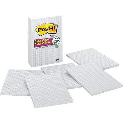 Post-It Note super adesive, 10 x 15 cm, 3 cuscinetti, 2 x la potenza adesiva, bianco con linee blu griglia, riciclabile () Post-It Note super adesive, 10 x 15 cm, 3 cuscinetti, 2 x la potenza adesiva, bianco con linee blu griglia, riciclabile ()