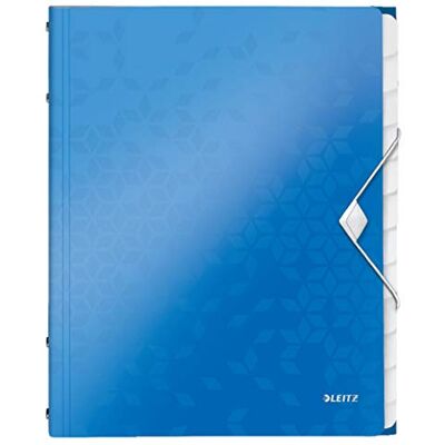 Leitz WOW Cartella Organizer a 3 Lembi, Formato A4, Capacità 200 Fogli, Tasca Indicizzata con 12 Divisori, Chiusura a Elastico, Blu, 46340136 Leitz WOW Cartella Organizer a 3 Lembi, Formato A4, Capacità 200 Fogli, Tasca Indicizzata con 12 Divisori, Chiusura a Elastico, Blu, 46340136