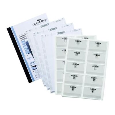 Durable Kit portanome, con combi clip, personalizzabile, 54x90 mm, confezione da 20 pezzi Durable Kit portanome, con combi clip, personalizzabile, 54x90 mm, confezione da 20 pezzi