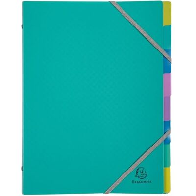 Exacompta Rif. 56193E Cartone da 8 raccoglitori Forever Young 3 alette con elastici copertina e interno in polipropilene riciclato 8 scomparti dim 25 x 32 cm per formato A4 turchese Exacompta Rif. 56193E Cartone da 8 raccoglitori Forever Young 3 alette con elastici copertina e interno in polipropilene riciclato 8 scomparti dim 25 x 32 cm per formato A4 turchese