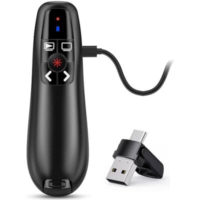 Kinizuxi 2-in-1 USB Type C Puntatore Presentatore Wireless Presenter Telecomando Presentazioni Powerpoint Senza Fili, 2.4GHz Ricaricabile Telecomando Slide PC Pointer Penna Presentazioni per Computer Kinizuxi 2-in-1 USB Type C Puntatore Presentatore Wireless Presenter Telecomando Presentazioni Powerpoint Senza Fili, 2.4GHz Ricaricabile Telecomando Slide PC Pointer Penna Presentazioni per Computer