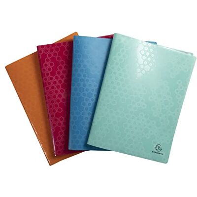 Exacompta Rif. Confezione da 4 cartelline saldate Maïa copertina in PP rigida riciclata 100 facciate 50 buste trasparenti cristallo liscio dim 24 x 32 cm per A4 colori assortiti Exacompta Rif. Confezione da 4 cartelline saldate Maïa copertina in PP rigida riciclata 100 facciate 50 buste trasparenti cristallo liscio dim 24 x 32 cm per A4 colori assortiti