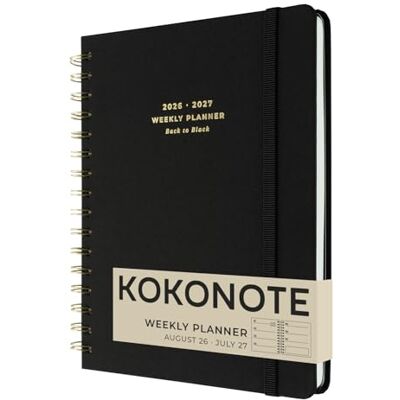 Kokonote Agenda Settimanale 2026 2027 Back To Black Diario Scoula 2026-2027 per Università e Scuola Superiore Weekly Planner con Copertina Rigida in Tessuto, Segnalibri, Stickers (17x21,5 cm) Kokonote Agenda Settimanale 2026 2027 Back To Black Diario Scoula 2026-2027 per Università e Scuola Superiore Weekly Planner con Copertina Rigida in Tessuto, Segnalibri, Stickers (17x21,5 cm)