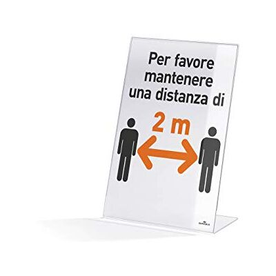 Durable Espositore da tavolo A4, per materiale informativo f.to A4, ampio angolo visivo, 210x290x90 mm, trasparente, confezione da 2 pezzi Durable Espositore da tavolo A4, per materiale informativo f.to A4, ampio angolo visivo, 210x290x90 mm, trasparente, confezione da 2 pezzi