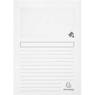 Exacompta Ref Cartelline con finestrella, dimensioni 220 x 310 mm, adatte per contenere documenti A4, carta 160 g/m², finestra trasparente per la visualizzazione dei documenti bianco Exacompta Ref Cartelline con finestrella, dimensioni 220 x 310 mm, adatte per contenere documenti A4, carta 160 g/m², finestra trasparente per la visualizzazione dei documenti bianco