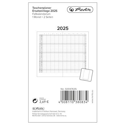 herlitz Inserto di ricambio per agenda tascabile con piegatura Leporello herlitz Inserto di ricambio per agenda tascabile con piegatura Leporello