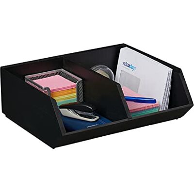 Relaxdays Organizer da Scrivania, 2 Scomparti, Portaoggetti Impilabile in Bambù, HxLxP: 12,5 x 35 x 31 cm, Antracite Relaxdays Organizer da Scrivania, 2 Scomparti, Portaoggetti Impilabile in Bambù, HxLxP: 12,5 x 35 x 31 cm, Antracite