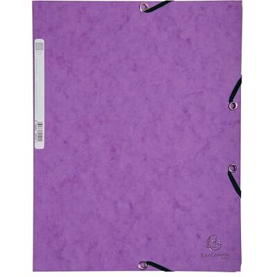 Exacompta Rif. 55308E Cartone da 50 cartelline con elastici buste a 3 alette in carta lucida 355 g/m2 dimensioni 24 x 32 cm per documenti in formato A4 colore viola Exacompta Rif. 55308E Cartone da 50 cartelline con elastici buste a 3 alette in carta lucida 355 g/m2 dimensioni 24 x 32 cm per documenti in formato A4 colore viola