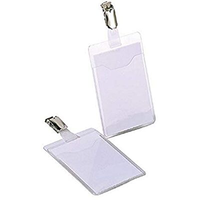 Durable Portanome con clip ruotabile, tasca aperta, combinable, 90x60 mm, trasparente, confezione da 25 pezzi Durable Portanome con clip ruotabile, tasca aperta, combinable, 90x60 mm, trasparente, confezione da 25 pezzi