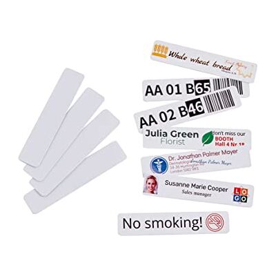 COLOP E-mark Cartellini autoadesivi in plastica, 80 x 18 mm, per stampare con l'e-mark, 1 confezione da 50 pezzi COLOP E-mark Cartellini autoadesivi in plastica, 80 x 18 mm, per stampare con l'e-mark, 1 confezione da 50 pezzi