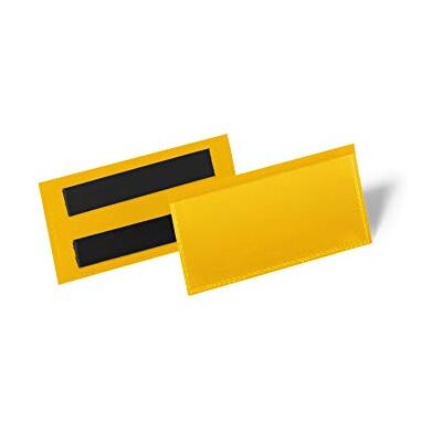 Durable Tasche con Bande Magnetiche, 100x38 mm, Confezioni da 50 Pezzi, Giallo Durable Tasche con Bande Magnetiche, 100x38 mm, Confezioni da 50 Pezzi, Giallo