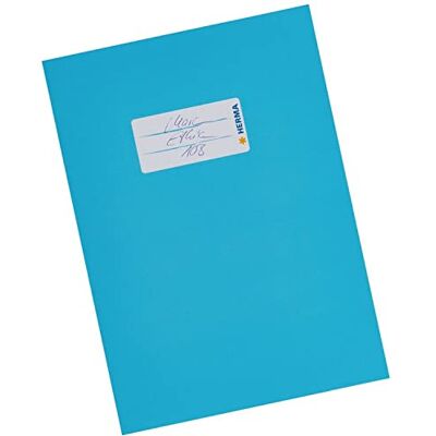 HERMA 19764 Copertina per quaderni, formato A5, in cartone azzurro, con etichetta in carta robusta e extra resistente, copertina per quaderni scolastici, colorata HERMA 19764 Copertina per quaderni, formato A5, in cartone azzurro, con etichetta in carta robusta e extra resistente, copertina per quaderni scolastici, colorata