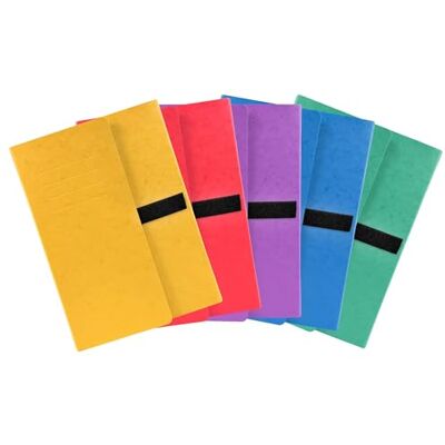 Exacompta Rif. 740E Cartone da 10 cartelline con retro elasticizzato in carta lucida, 3 lembi chiusura con nastro autoaderente/scratch, dim 24 x 32 cm, per formato A4, colori assortiti Exacompta Rif. 740E Cartone da 10 cartelline con retro elasticizzato in carta lucida, 3 lembi chiusura con nastro autoaderente/scratch, dim 24 x 32 cm, per formato A4, colori assortiti