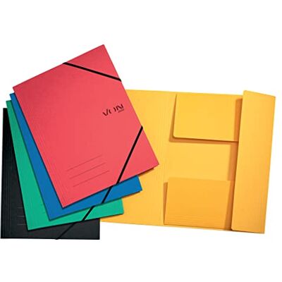 Leitz VON Confezione da 5 cartelle A4 con chiusura elastica, in cartone flessibile, per 150 fogli, stampa argentata, leggera, per scuola e casa, multicolore Leitz VON Confezione da 5 cartelle A4 con chiusura elastica, in cartone flessibile, per 150 fogli, stampa argentata, leggera, per scuola e casa, multicolore