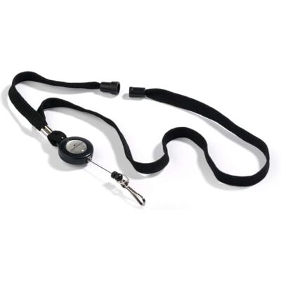 Durable Chiocciola yo-yo con cordoncino e gancio in metallo, sgancio di sicurezza antisoffocamento, nero, confezione da 10 pezzi Durable Chiocciola yo-yo con cordoncino e gancio in metallo, sgancio di sicurezza antisoffocamento, nero, confezione da 10 pezzi