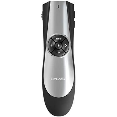 BYEASY Clicker per Presentazioni per Powerpoint, Telecomando Wireless per Presenter con Controllo del Volume per Insegnare Presentazioni Discorso Assemblee Scolastiche ed Ecc Laser Rosso BYEASY Clicker per Presentazioni per Powerpoint, Telecomando Wireless per Presenter con Controllo del Volume per Insegnare Presentazioni Discorso Assemblee Scolastiche ed Ecc Laser Rosso