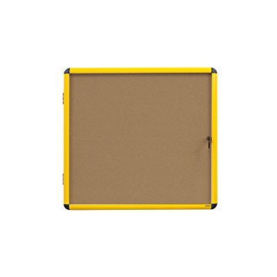 Bi-Office Bachecha In Sughero Utrabrite, Superficie in Sughero, Con Cornice In Aluminio Giallo, 9 x A4, Chiusura a Chiave Bi-Office Bachecha In Sughero Utrabrite, Superficie in Sughero, Con Cornice In Aluminio Giallo, 9 x A4, Chiusura a Chiave