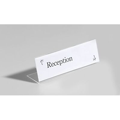 Durable Segnaposto da Tavolo in Acrilico, Forma ad "L" per un'Ottima Stabilità, 61 x 210 mm, Confezione da 10 Pezzi, Trasparente Durable Segnaposto da Tavolo in Acrilico, Forma ad "L" per un'Ottima Stabilità, 61 x 210 mm, Confezione da 10 Pezzi, Trasparente