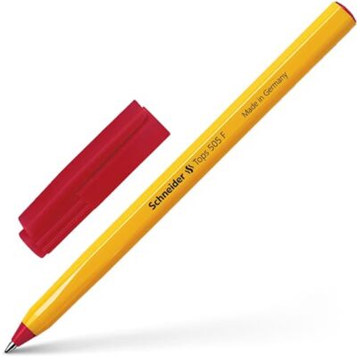 Schneider – Penna a sfera Tops 505, con cappuccio, F, BL, Rosso(Rot/FarbedesSchaftes: gelb) Schneider – Penna a sfera Tops 505, con cappuccio, F, BL, Rosso(Rot/FarbedesSchaftes: gelb)