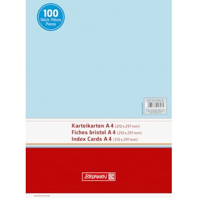 BRUNNEN , cartoncini per appunti senza righe A4 Blu BRUNNEN , cartoncini per appunti senza righe A4 Blu
