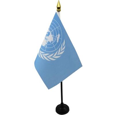 AZ FLAG Bandiera da Tavolo ONU 15x10 cm Poliestere 100D Base Plastica Uso interno bandiera da tavolo dell'Organizzazione delle Nazioni Unite finitura cucita e bordi rinforzati AZ FLAG Bandiera da Tavolo ONU 15x10 cm Poliestere 100D Base Plastica Uso interno bandiera da tavolo dell'Organizzazione delle Nazioni Unite finitura cucita e bordi rinforzati