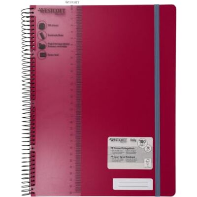 Westcott Quaderno spirale PP A4 quadretti Berry 100 fogli Quaderno spirale A4 copertina PP 70 g/m², FSC-Mix (FSC® C189289), 200 p., campo nome, segnalibro/righello Westcott Quaderno spirale PP A4 quadretti Berry 100 fogli Quaderno spirale A4 copertina PP 70 g/m², FSC-Mix (FSC® C189289), 200 p., campo nome, segnalibro/righello