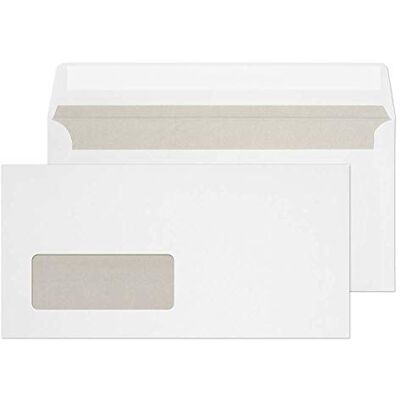 Blake Everyday 110 x 220 mm 120 g/m2 Portafoglio Stacca e sigilla () Bianco brillante, Confezione da 500 Blake Everyday 110 x 220 mm 120 g/m2 Portafoglio Stacca e sigilla () Bianco brillante, Confezione da 500