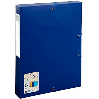 Exacompta Rif. 59142E 1 scatola con elastici Bee Blue in polipropilene riciclato dorso 4 cm dimensioni 25 x 33 cm per A4 colore blu navy consegnata montata Exacompta Rif. 59142E 1 scatola con elastici Bee Blue in polipropilene riciclato dorso 4 cm dimensioni 25 x 33 cm per A4 colore blu navy consegnata montata