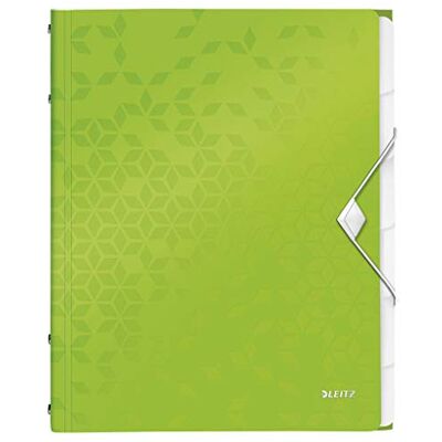 Leitz WOW Cartella Organizer a 3 Lembi, Formato A4, Capacità 200 Fogli, Tasca Indicizzata con 6 Divisori, Chiusura a Elastico, Verde, 46330154 Leitz WOW Cartella Organizer a 3 Lembi, Formato A4, Capacità 200 Fogli, Tasca Indicizzata con 6 Divisori, Chiusura a Elastico, Verde, 46330154