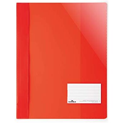 Durable Clear View Cartellina per Documenti Perforati f.to A4, Pressino Ferma Fogli ad Aghi, Rosso, Confezione da 25 Pezzi Durable Clear View Cartellina per Documenti Perforati f.to A4, Pressino Ferma Fogli ad Aghi, Rosso, Confezione da 25 Pezzi