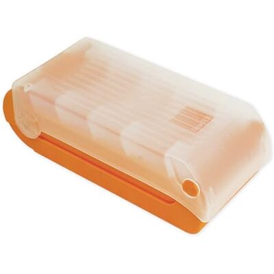 TimeTEX Cassetta per schede in plastica resistente, A8, semitrasparente con coperchio retrattile, metodo di apprendimento a 5 scomparti, 20 x 9 x 6,5 cm, colore: arancione TimeTEX Cassetta per schede in plastica resistente, A8, semitrasparente con coperchio retrattile, metodo di apprendimento a 5 scomparti, 20 x 9 x 6,5 cm, colore: arancione