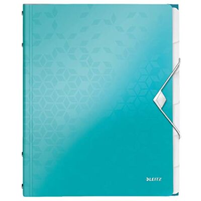 Leitz WOW Cartella Organizer a 3 Lembi, Formato A4, Capacità 200 Fogli, Tasca Indicizzata con 6 Divisori, Chiusura a Elastico, Acquamarina, 46330151 Leitz WOW Cartella Organizer a 3 Lembi, Formato A4, Capacità 200 Fogli, Tasca Indicizzata con 6 Divisori, Chiusura a Elastico, Acquamarina, 46330151