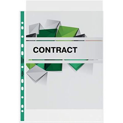 Rexel CKP tasche, striscia verde, apertura superiore, formato A4, confezione da 100, trasparente Rexel CKP tasche, striscia verde, apertura superiore, formato A4, confezione da 100, trasparente